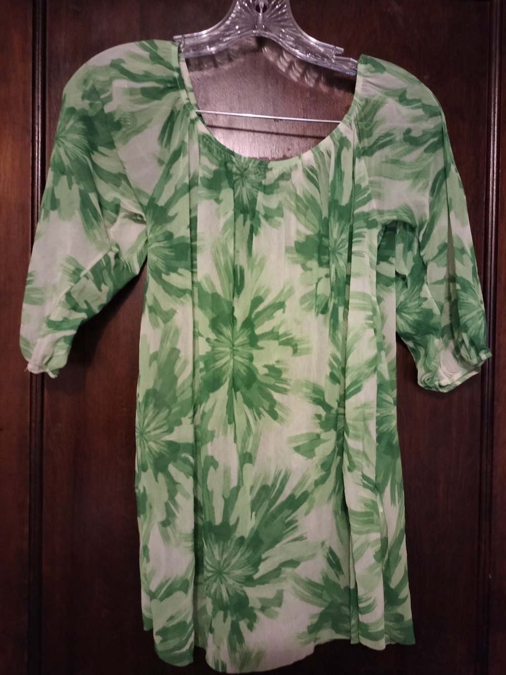 Sweet Pea by Stacy Frati Green Floral Mesh Blouse - Size S